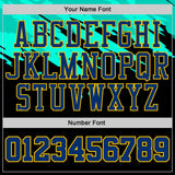 Custom Black US Navy Blue Ice Blue-Yellow Brush Stroke Paint Splash Round Neck Sublimation Basketball Uniform Jersey