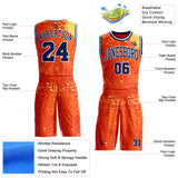 Custom Orange Navy Yellow-White Brush Stroke Paint Splash Round Neck Sublimation Basketball Uniform Jersey