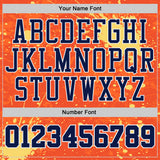 Custom Orange Navy Yellow-White Brush Stroke Paint Splash Round Neck Sublimation Basketball Uniform Jersey