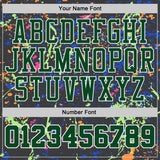 Custom Black Green-White Brush Stroke Paint Splash Round Neck Sublimation Basketball Uniform Jersey