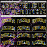 Custom Black US Navy Blue Purple Pink-Yellow Vintage Brush Stroke Round Neck Sublimation Basketball Uniform Jersey