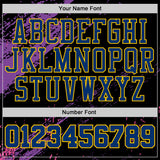 Custom Black US Navy Blue Purple Pink-Yellow Vintage Brush Stroke Round Neck Sublimation Basketball Uniform Jersey