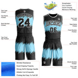 Custom Black Blue-White Vintage Brush Stroke Round Neck Sublimation Basketball Uniform Jersey