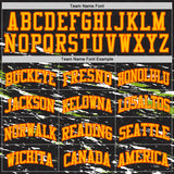 Custom Black Gold Neon Green-Orange Vintage Brush Stroke Round Neck Sublimation Basketball Uniform Jersey