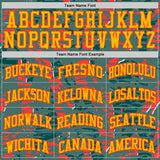Custom Green Gold-Orange Vintage Brush Stroke Round Neck Sublimation Basketball Uniform Jersey