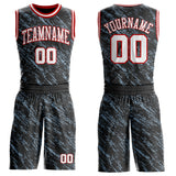 Custom Black White Blue-Red Vintage Brush Stroke Round Neck Sublimation Basketball Uniform Jersey
