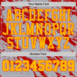 Custom Gray Gold Red-Orange Vintage Brush Stroke Round Neck Sublimation Basketball Uniform Jersey