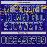 Custom Blue Navy Yellow-White Speed Wave Round Neck Sublimation Basketball Uniform Jersey