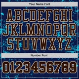 Custom Navy Brown Lakes Blue-Cream Vintage Paint Splatter Brush Stroke Round Neck Sublimation Basketball Uniform Jersey