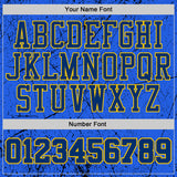 Custom Royal US Navy Blue Black-Yellow Vintage Geometric Fragment Round Neck Sublimation Basketball Uniform Jersey