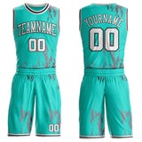 Custom Green White Pink-Black Vintage Paint Splatter Round Neck Sublimation Basketball Uniform Jersey
