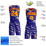 Custom Dark Purple Gold Blue Cream-Orange Vintage Geometric Fragment Round Neck Sublimation Basketball Uniform Jersey