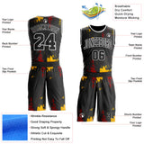 Custom Black Red Gold-White Vintage Brush Stroke Round Neck Sublimation Basketball Uniform Jersey