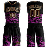 Custom Black Medium Purple Brown-Cream Grunge Fragment Round Neck Sublimation Basketball Uniform Jersey