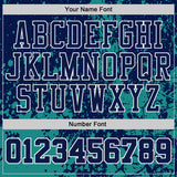 Custom Navy Green-White Grunge Paint Splatter Brush Stroke Round Neck Sublimation Basketball Uniform Jersey