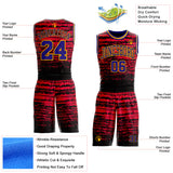 Custom Red Dark Purple Black-Gold Grunge Paint Splatter Brush Stroke Round Neck Sublimation Basketball Uniform Jersey