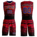 Custom Red Dark Purple Black-Gold Grunge Paint Splatter Brush Stroke Round Neck Sublimation Basketball Uniform Jersey