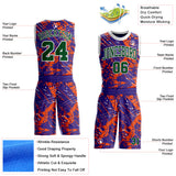 Custom Purple Green Orange-White Grunge Paint Splatter Brush Stroke Round Neck Sublimation Basketball Uniform Jersey