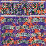 Custom Purple Green Orange-White Grunge Paint Splatter Brush Stroke Round Neck Sublimation Basketball Uniform Jersey