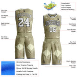 Custom Brown White Cream-Black Grunge Fragment Round Neck Sublimation Basketball Uniform Jersey