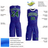 Custom Dark Purple Green Blue-White Grunge Fragment Round Neck Sublimation Basketball Uniform Jersey