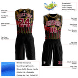 Custom Black Crimson White-Old Gold Gothic Skulls Round Neck Sublimation Basketball Uniform Jersey