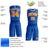 Custom Royal Bay Orange-White Gothic Skulls Round Neck Sublimation Basketball Uniform Jersey