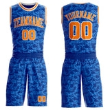 Custom Royal Bay Orange-White Gothic Skulls Round Neck Sublimation Basketball Uniform Jersey