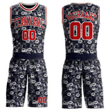 Custom Navy Red-White Urban Ghost Skull Round Neck Sublimation Basketball Uniform Jersey