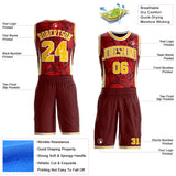 Custom Red Yellow-White Gothic Skulls Round Neck Sublimation Basketball Uniform Jersey
