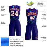 Custom Blue White-Red Cyber Gothic Skulls Round Neck Sublimation Basketball Uniform Jersey