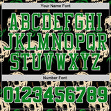 Custom Black Grass Green-White Tropical Skulls Round Neck Sublimation Basketball Uniform Jersey