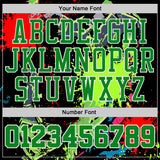 Custom Black Grass Green-White Neon Graffiti Skulls Round Neck Sublimation Basketball Uniform Jersey