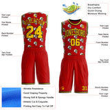Custom Red Yellow-Black Lightning Skulls Round Neck Sublimation Basketball Uniform Jersey