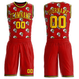 Custom Red Yellow-Black Lightning Skulls Round Neck Sublimation Basketball Uniform Jersey