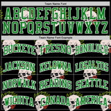 Custom Black Grass Green-White Tropical Skulls Round Neck Sublimation Basketball Uniform Jersey