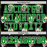 Custom Black Grass Green-White Tropical Skulls Round Neck Sublimation Basketball Uniform Jersey