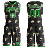 Custom Black Grass Green-White Tropical Skulls Round Neck Sublimation Basketball Uniform Jersey