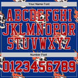 Custom Royal Red-White Fire Skulls Round Neck Sublimation Basketball Uniform Jersey