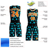 Custom Black Bay Orange-White Neon Skulls Round Neck Sublimation Basketball Uniform Jersey