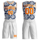 Custom Tie Dye Bay Orange-White Swirl Round Neck Sublimation Basketball Uniform Jersey