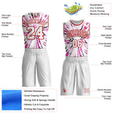 Custom Tie Dye White-Red Swirl Round Neck Sublimation Basketball Uniform Jersey