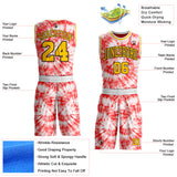 Custom Tie Dye Yellow Black-White Swirl Round Neck Sublimation Basketball Uniform Jersey