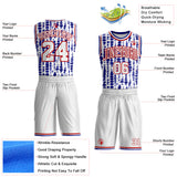 Custom Tie Dye White Red-Blue Stripe Round Neck Sublimation Basketball Uniform Jersey