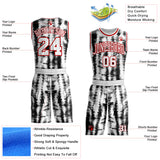 Custom Tie Dye White-Red Stripe Round Neck Sublimation Basketball Uniform Jersey