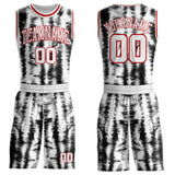 Custom Tie Dye White-Red Stripe Round Neck Sublimation Basketball Uniform Jersey