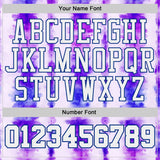 Custom Tie Dye White-Royal Stripe Round Neck Sublimation Basketball Uniform Jersey