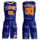 Custom Tie Dye Bay Orange-White Stripe Round Neck Sublimation Basketball Uniform Jersey