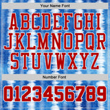 Custom Tie Dye Red-White Stripe Round Neck Sublimation Basketball Uniform Jersey
