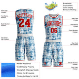 Custom Tie Dye Red-White Abstract Grid Round Neck Sublimation Basketball Uniform Jersey